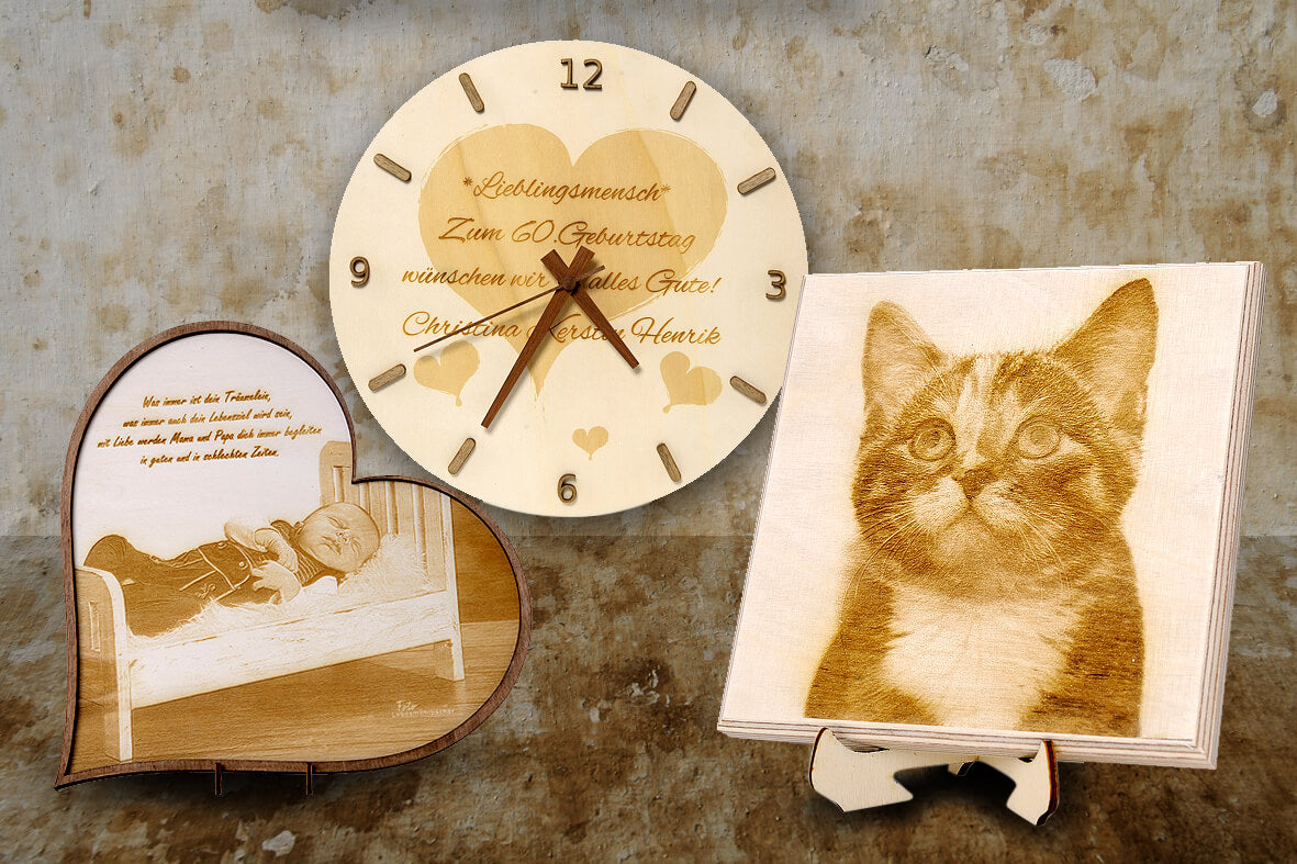 Lasergravur Geschenkidee, Holzbilder lasergrviert. Lasergrvur die ideale Geschenidee