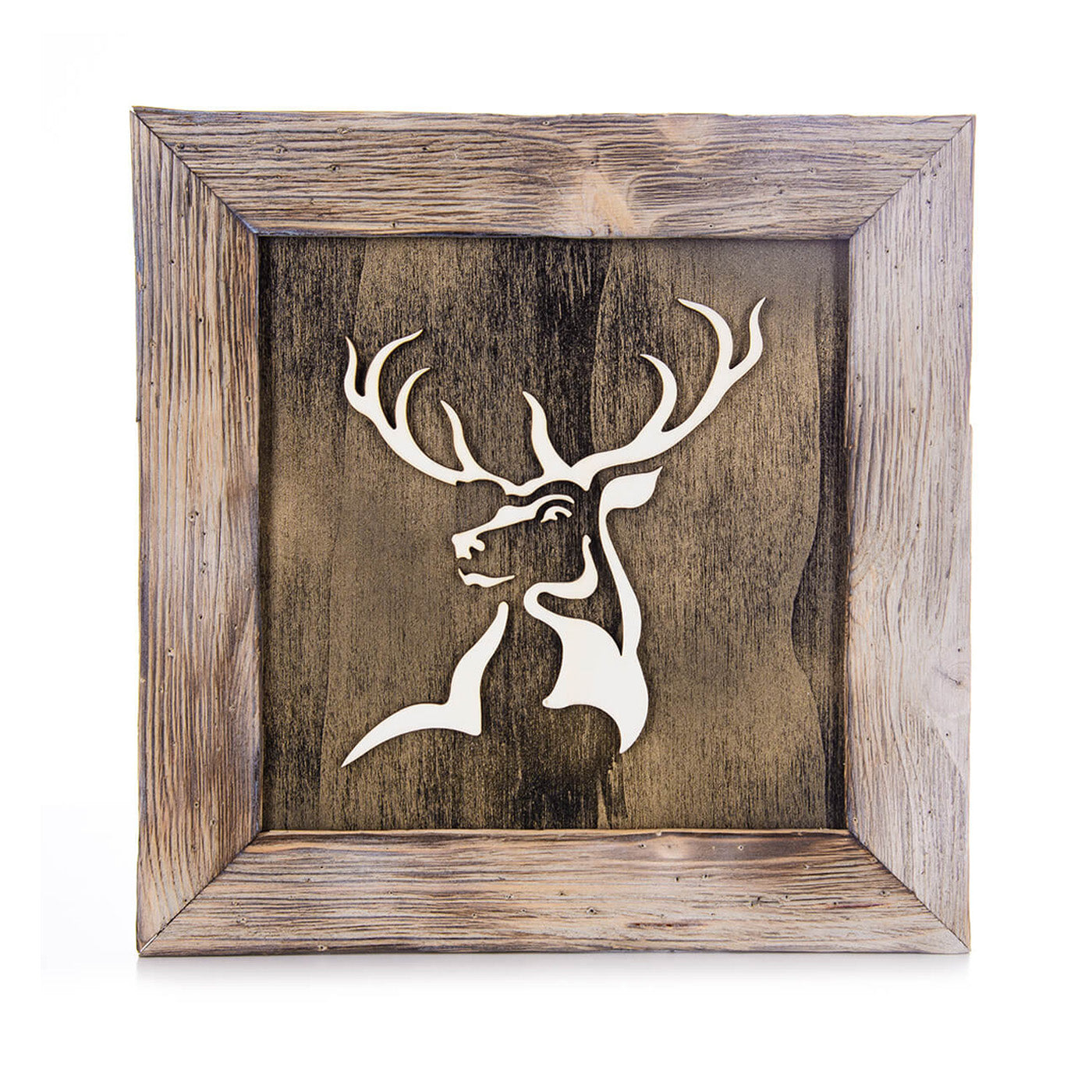 Hirschmotiv "gold/schwarz"lasergeschnitten 3D im Althozrahmen Hochkönig