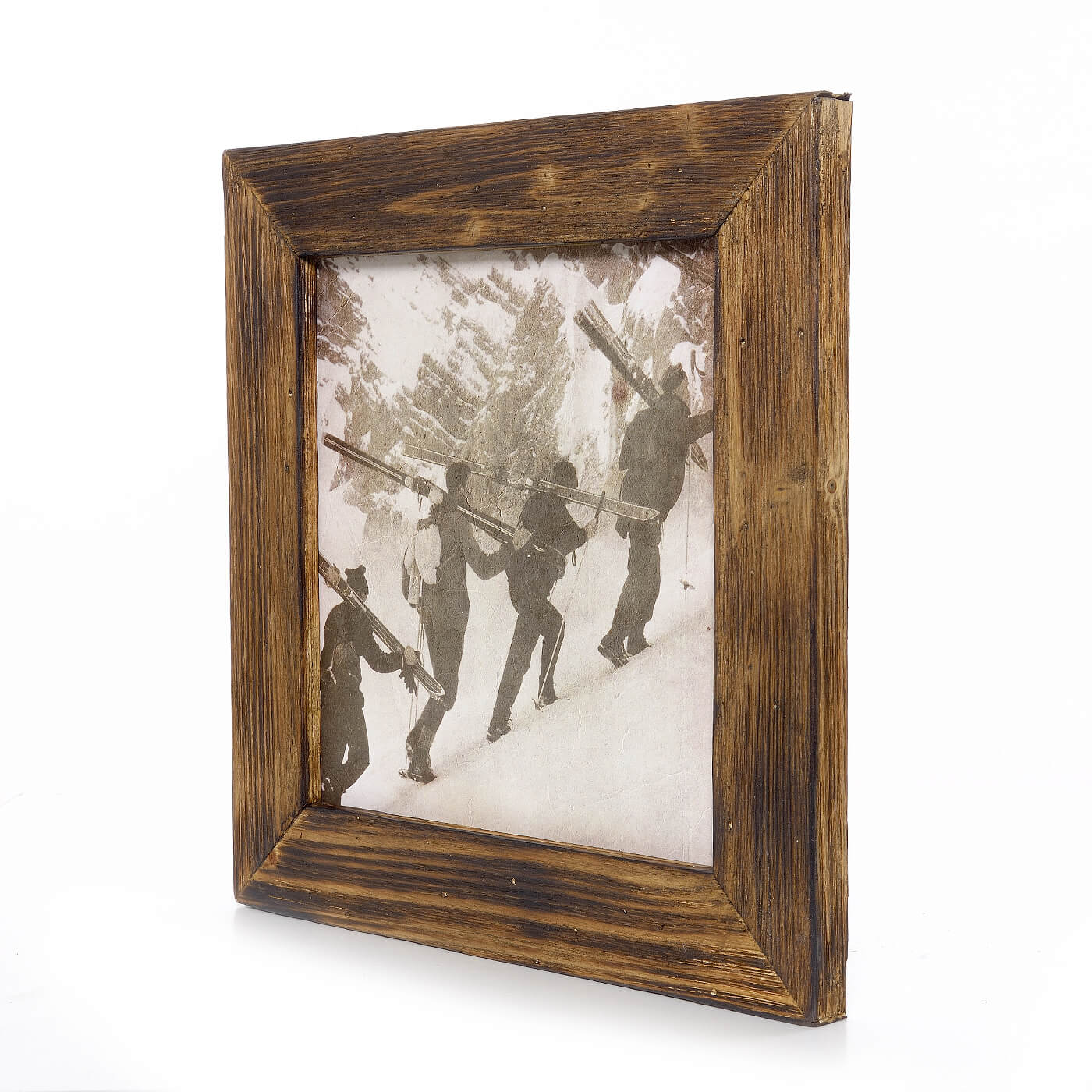 Historisches Bild "Tourengeher" aus den 60er Jahren im Holzrahmen Kitzsteinhorn