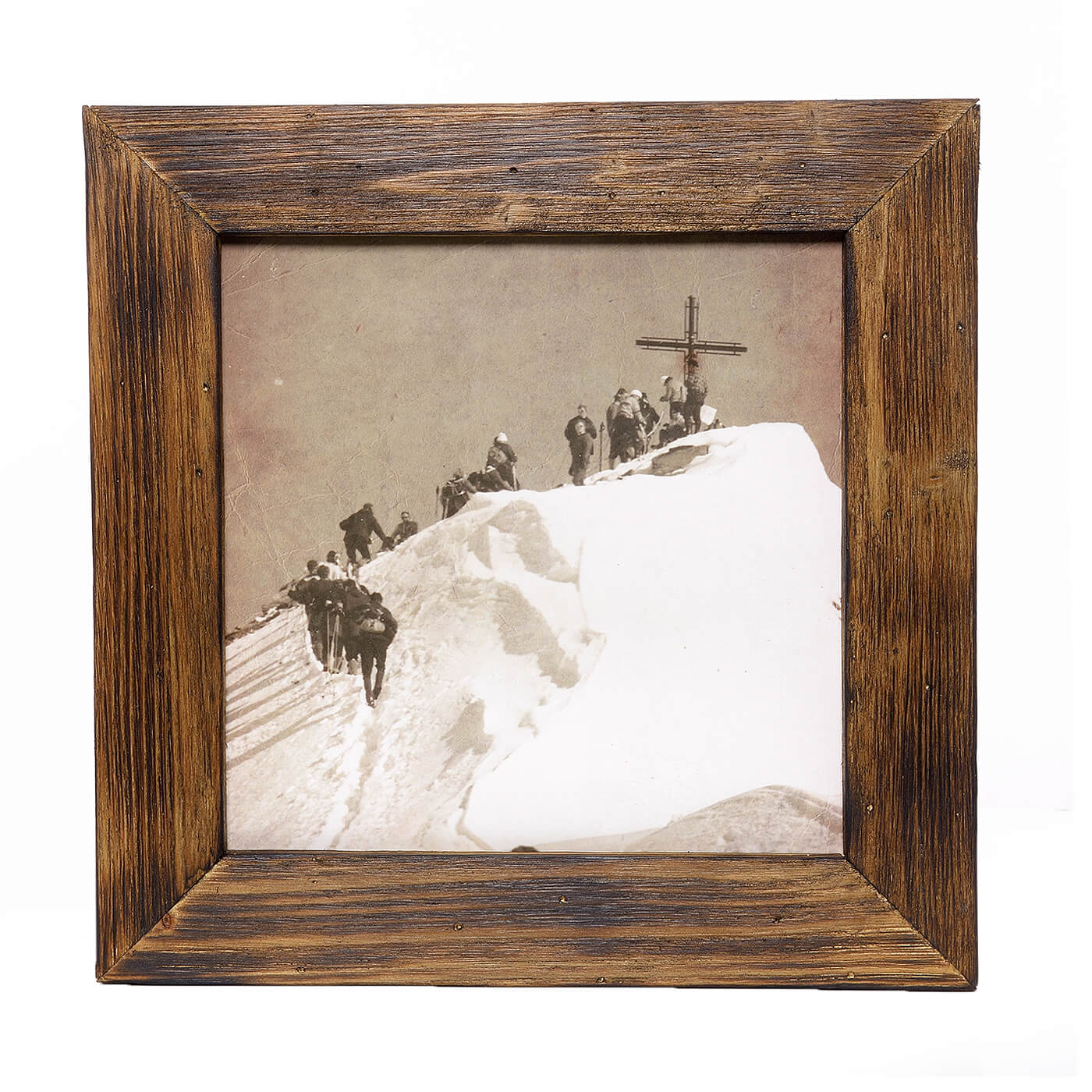 Historisches Bild "Bergsteiger" aus den 60er Jahren im Holzrahmen Kitzsteinhorn