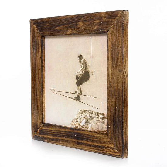 Historisches Bild "Skifahrer" aus den 60er Jahren im Holzrahmen Kitzsteinhorn