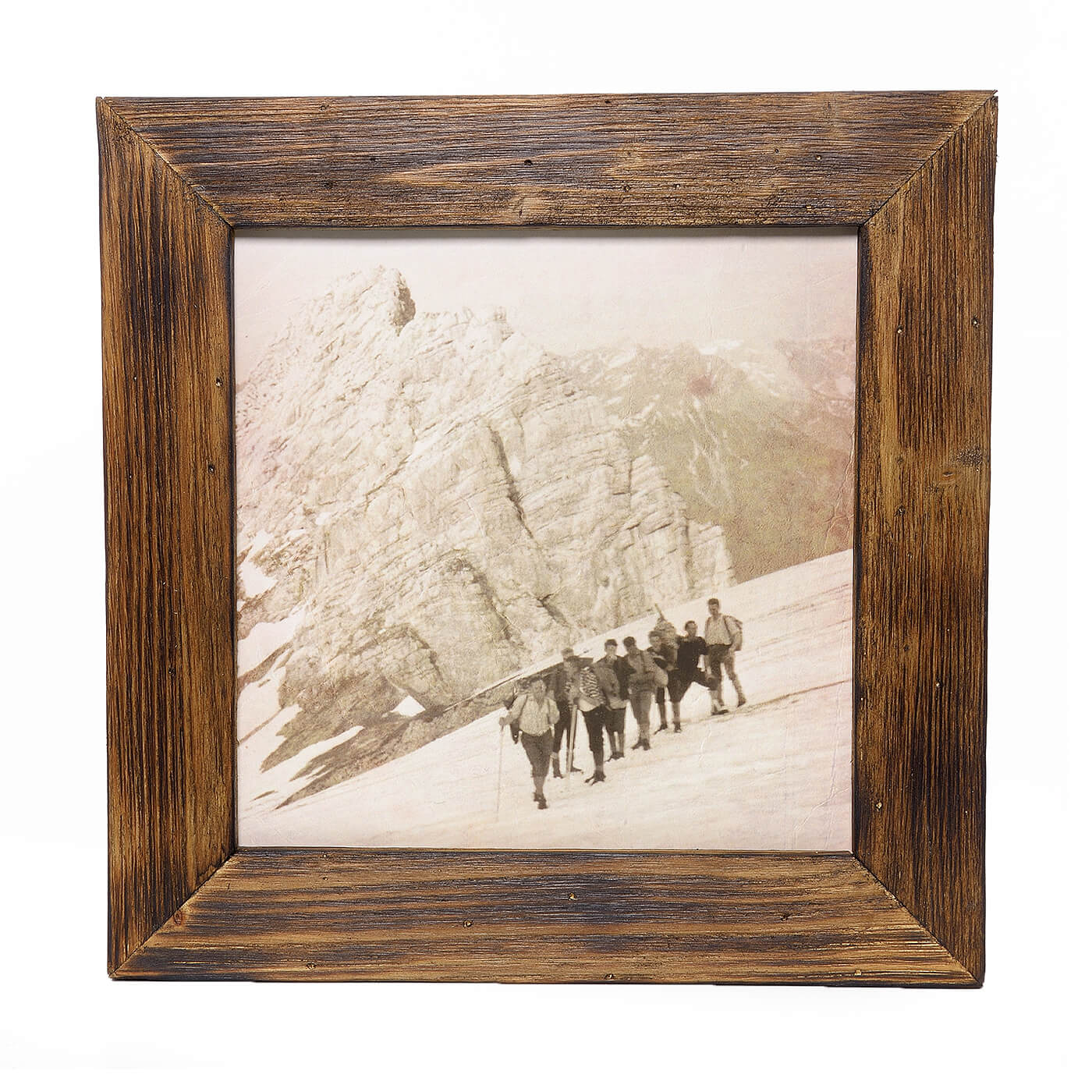 Historisches Bild "Bergtour" aus den 60er Jahren im Holzrahmen Kitzsteinhorn