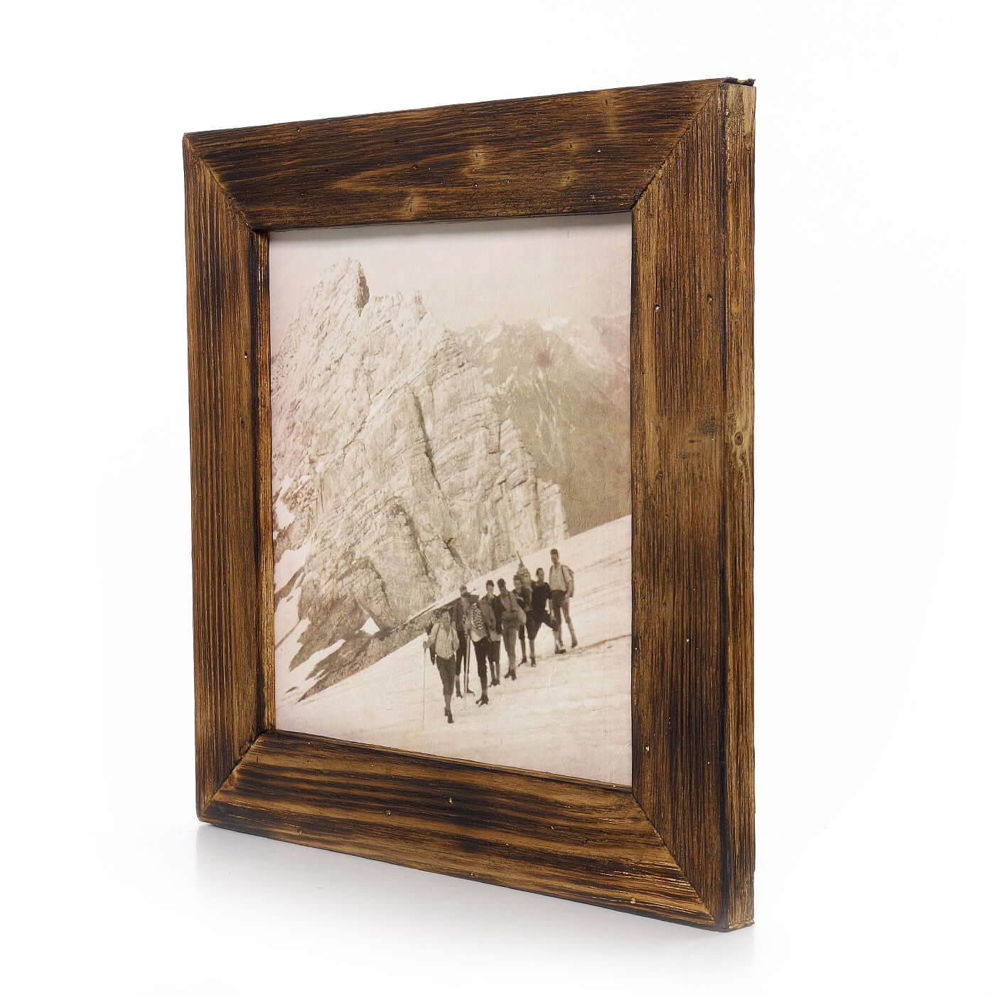 Historisches Bild "Bergtour" aus den 60er Jahren im Holzrahmen Kitzsteinhorn