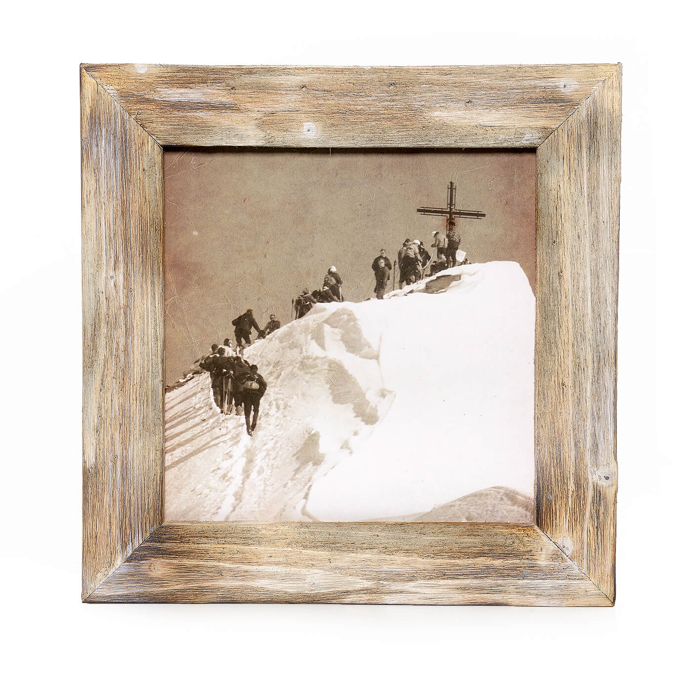 Historisches Bild "Bergsteiger" aus den 60er Jahren im Holzrahmen Kitzsteinhorn