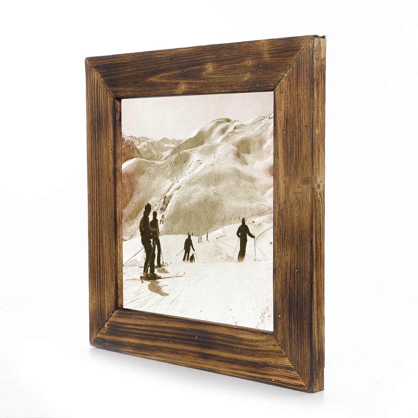 Historisches Bild "Skigebiet" aus den 60er Jahren im Holzrahmen Kitzsteinhorn