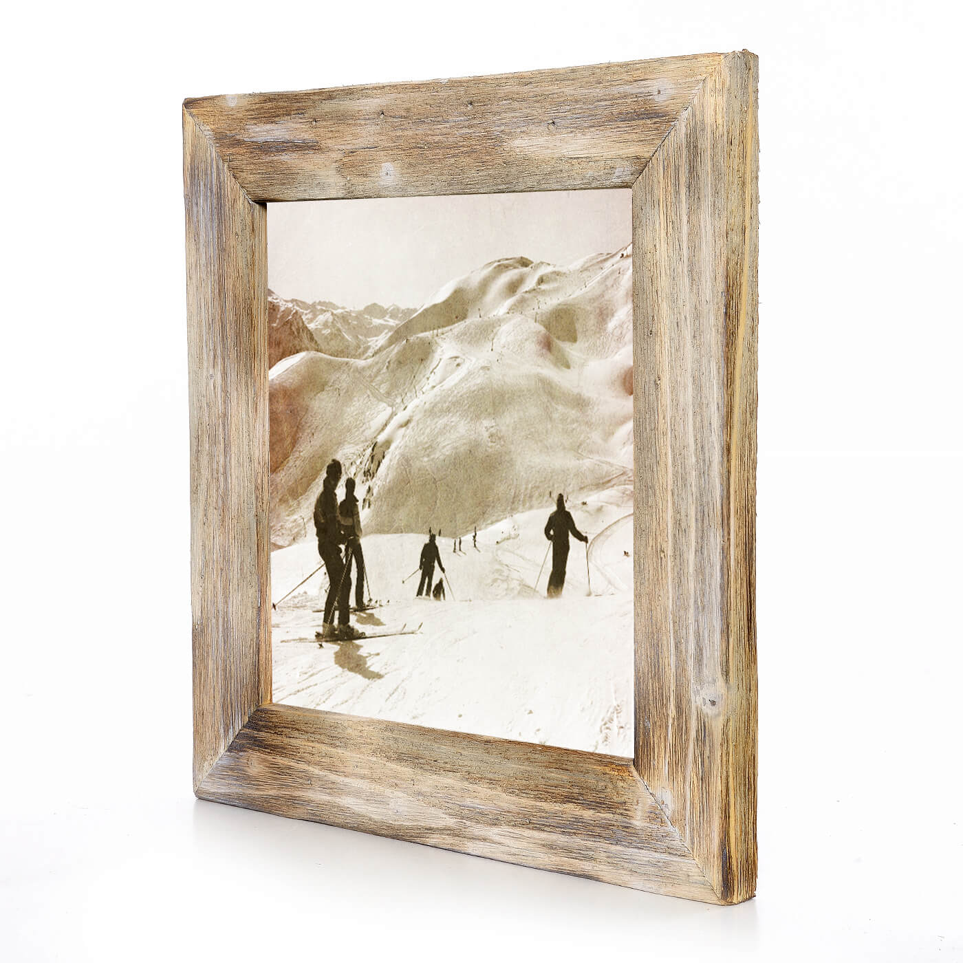 Historisches Bild "Skigebiet" aus den 60er Jahren im Holzrahmen Birnhorn