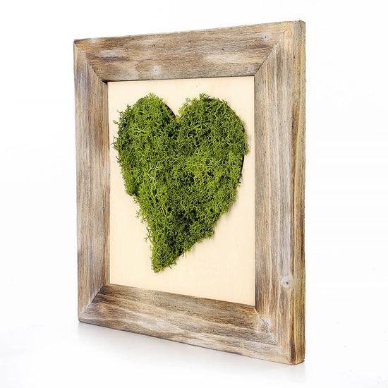 Moosbild Herz mit Altholzrahmen Birnhorn