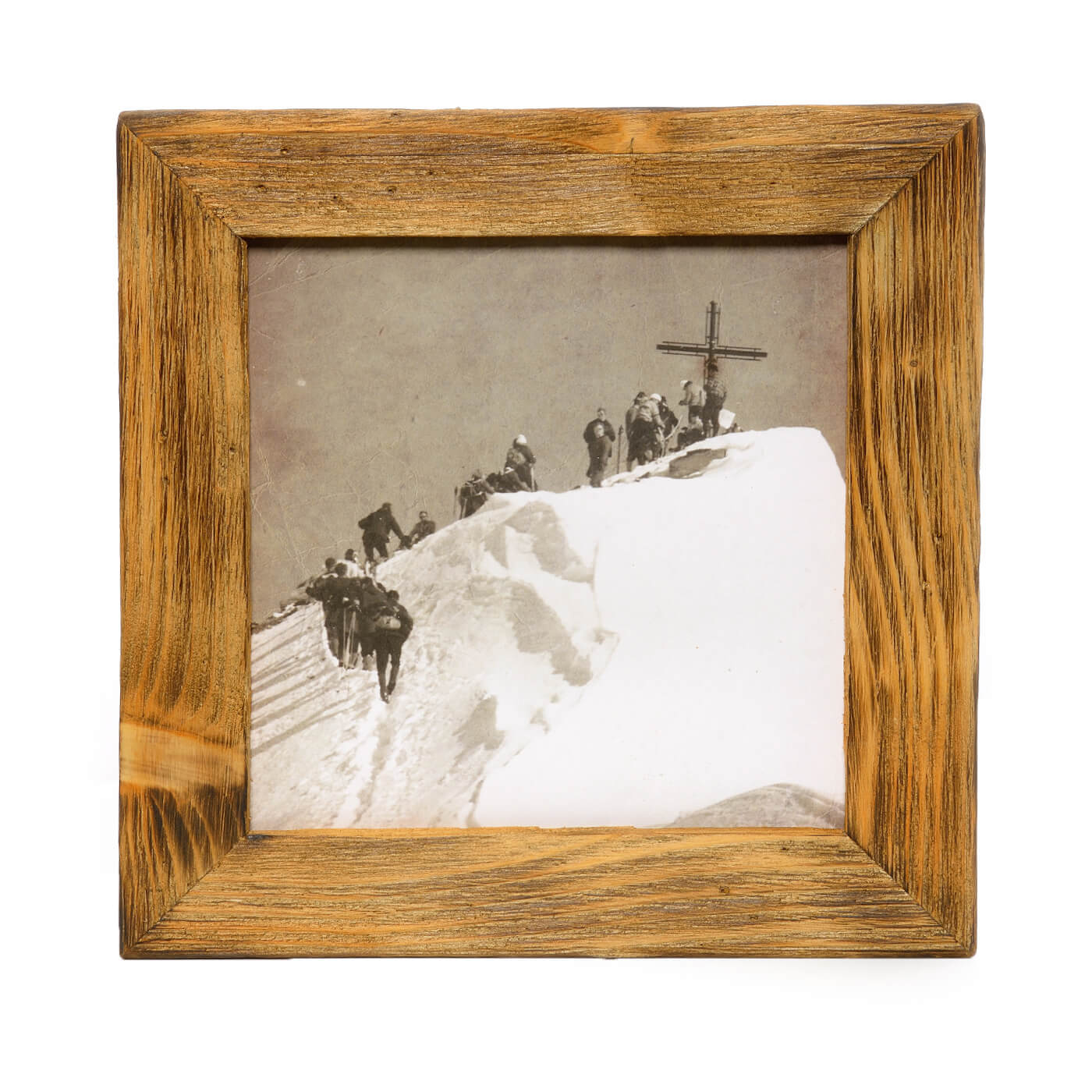 Historisches Bild "Bergsteiger" aus den 60er Jahren im Holzrahmen Kitzsteinhorn