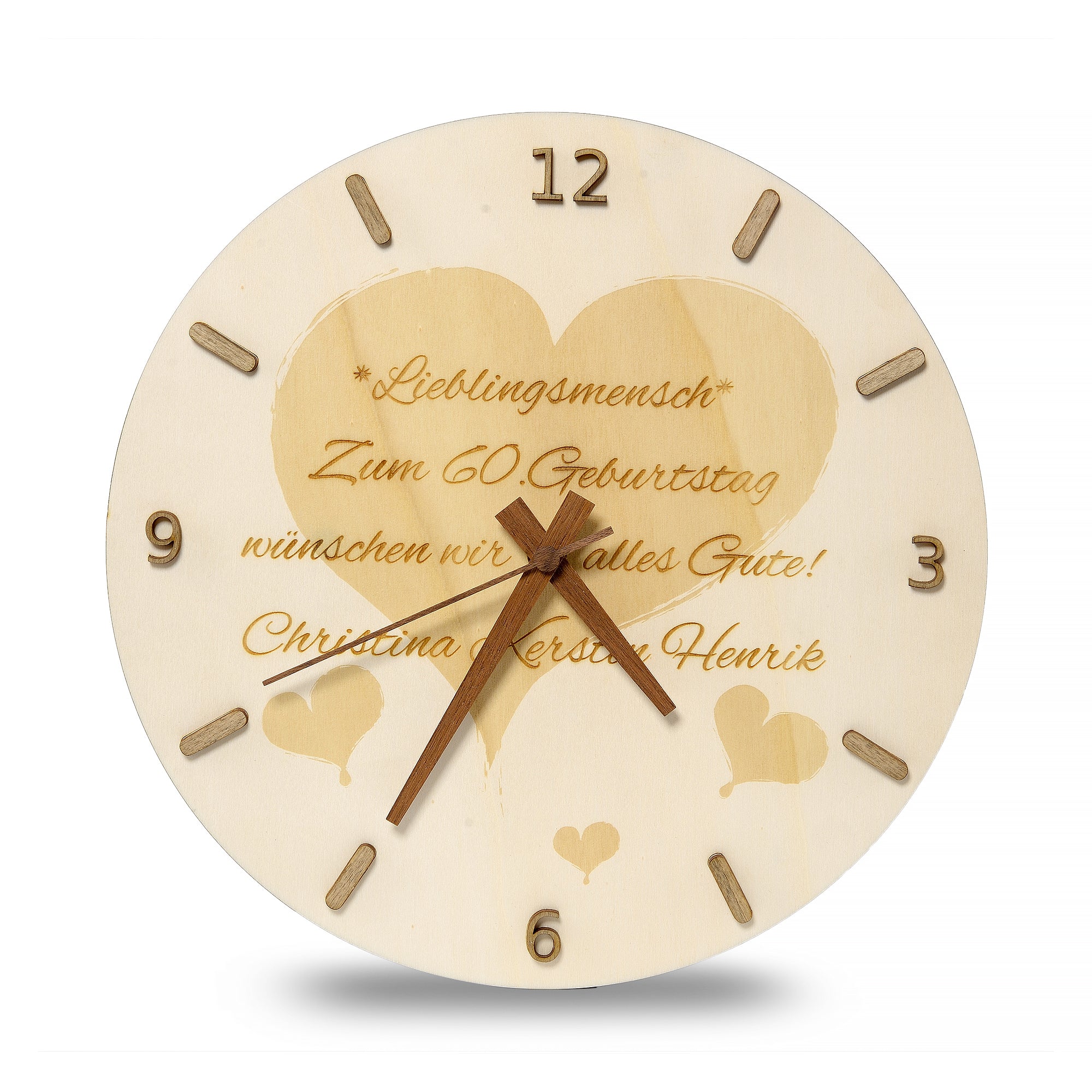 Wanduhr aus Holz mit Bild und 3D Ziffernblatt Lasergraviert - Altholz Bilderrahmen - Lasergravur Geschenkideen