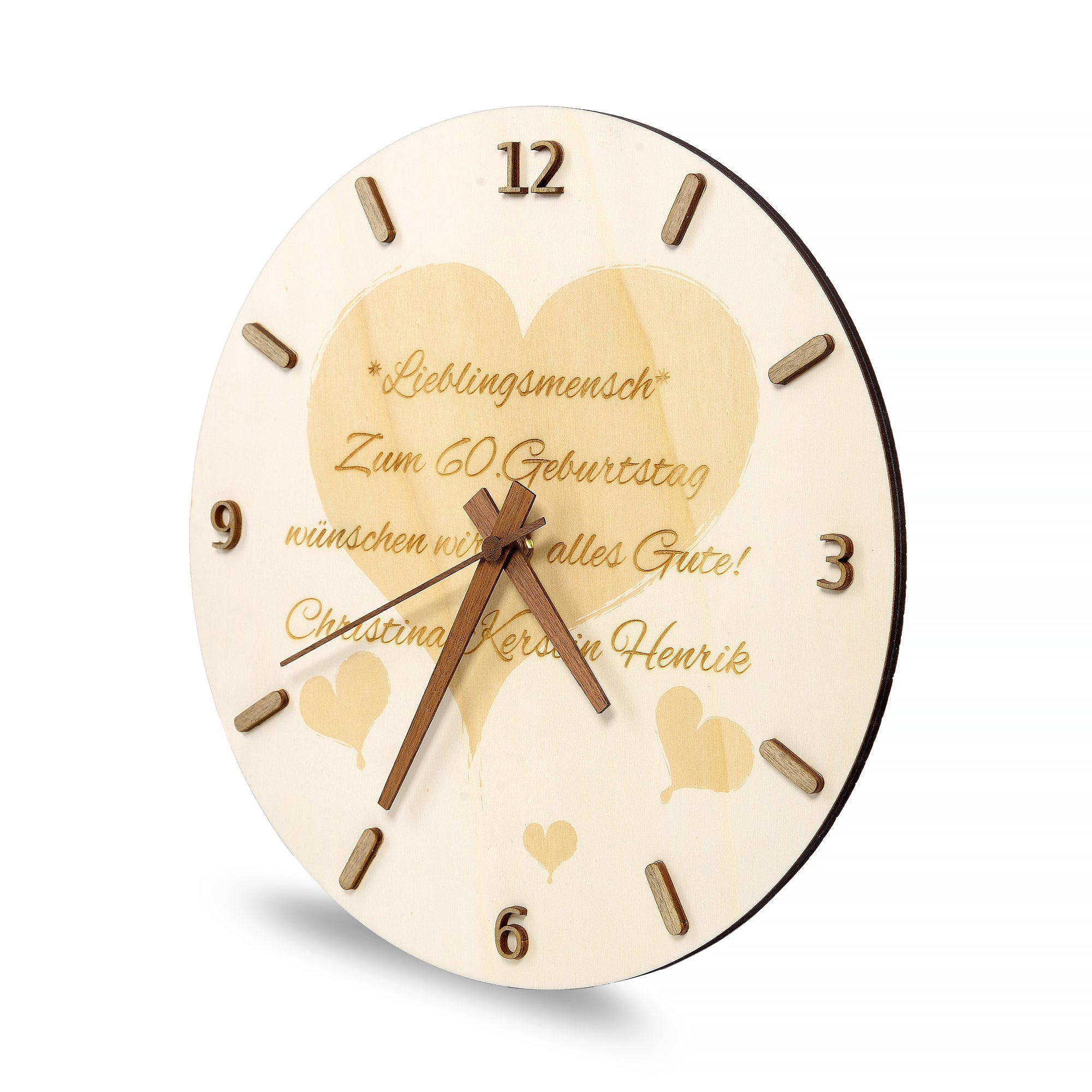 Wanduhr aus Holz mit Bild und 3D Ziffernblatt Lasergraviert - Altholz Bilderrahmen - Lasergravur Geschenkideen