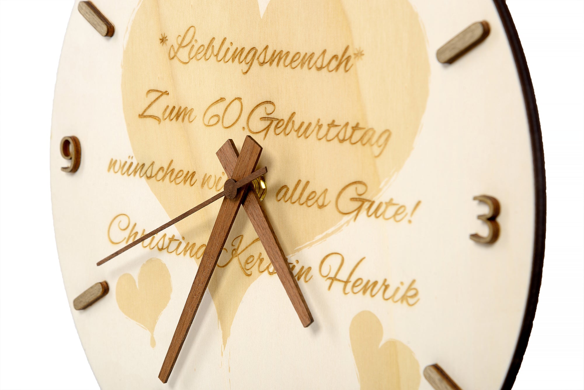 Wanduhr aus Holz mit Bild und 3D Ziffernblatt Lasergraviert - Altholz Bilderrahmen - Lasergravur Geschenkideen