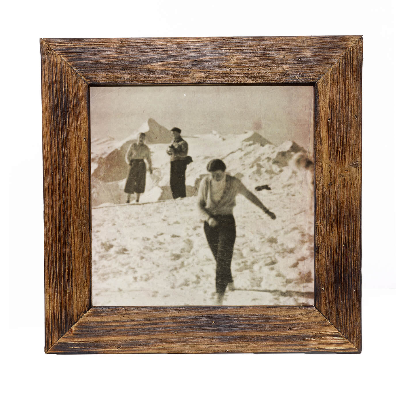 Historisches Bild "Winter am Berg" aus den 60er Jahren im Holzrahmen Birnhorn