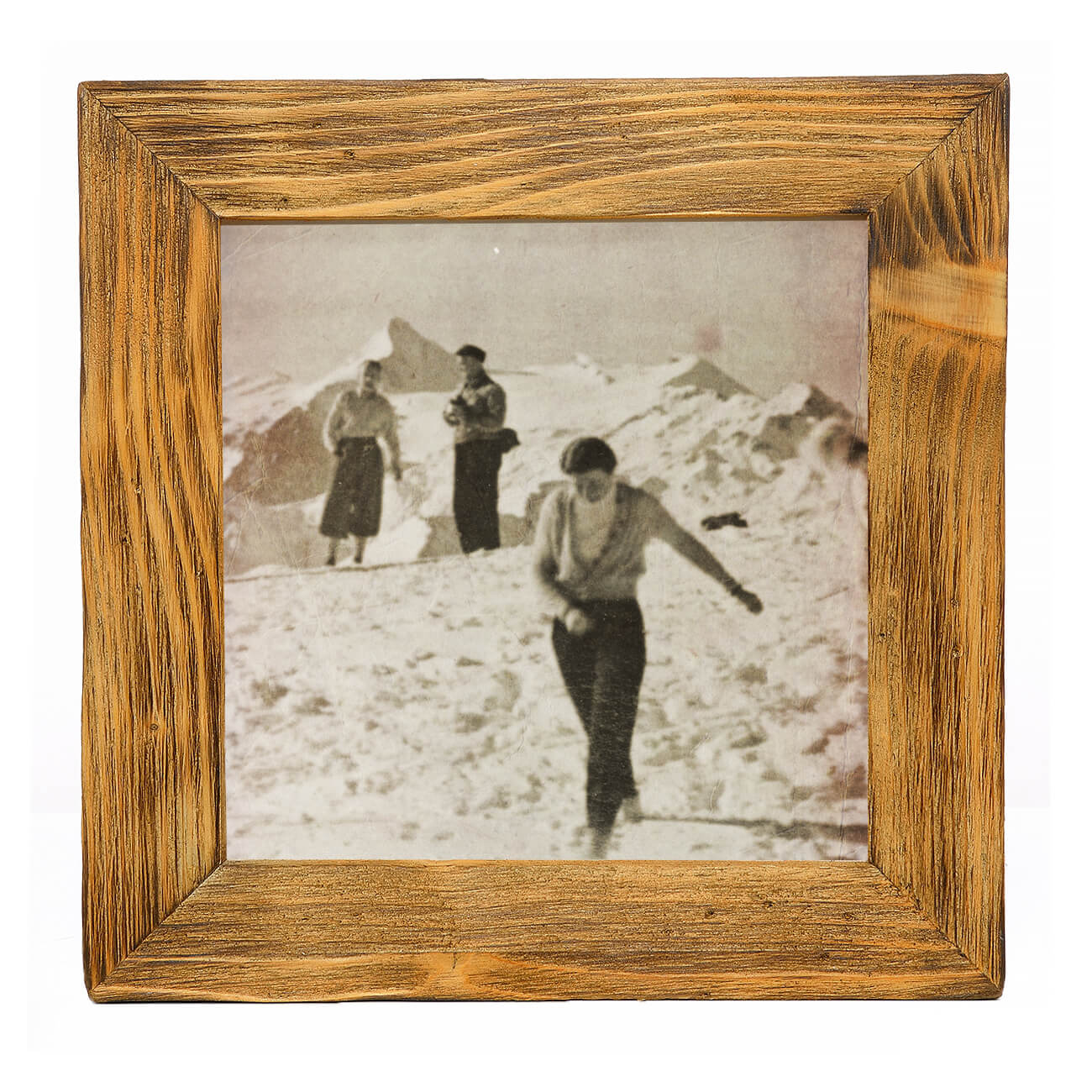 Historisches Bild "Winter am Berg" aus den 60er Jahren im Holzrahmen Birnhorn
