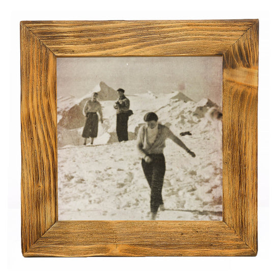 Historisches Bild "Winter am Berg" aus den 60er Jahren im Holzrahmen Hochkönig