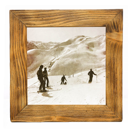 Historisches Bild "Skigebiet" aus den 60er Jahren im Holzrahmen Hochkönig