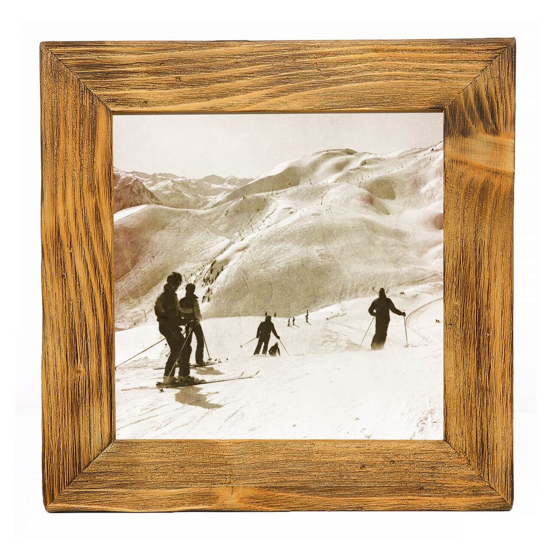 Historisches Bild &quot;Skigebiet&quot; aus den 60er Jahren im Holzrahmen Hochkönig