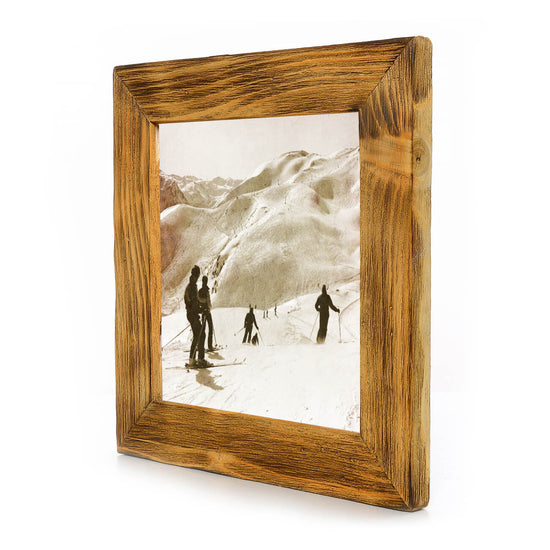 Historisches Bild "Skigebiet" aus den 60er Jahren im Holzrahmen Hochkönig